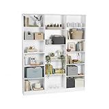 GOKHOMX Weißes Bücherregal, 188 cm, Aufbewahrungsregal mit 17 Fächern, Bücherregal, weiß, Aufbewahrungsmöbel für Wohnzimmer, Büro, Schlafzimmer, Arbeitszimmer, Küche, 149 x 23,5 x 188 cm