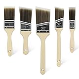 5 Stück Flachpinsel Set zum Holz streichen Pinsel für Lasur und Farbe Profi Malerpinsel aus Kunstfaser Kein Borstenverlust