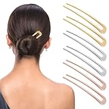 6 Stück U Förmige Haarnadeln Metallspange Französische Haarspange Hairpin Clip Vintage 2 Zinken Haarknoten Stifte für Damen Haarspangen Mädchen Frisur Zubehör Haarnadel Frisurenhilfe