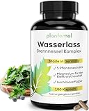 WASSERLASS - 6fach Komplex! Brennnessel Kapseln hochdosiert - 820mg Brennnesselblatt-Extrakt 10:1 + Löwenzahn Petersilie & Wacholderbeeren - vegan & ohne chemische Entwässerungstabletten