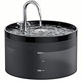 Katzenbrunnen, Super Silent katzen, GIOTOHUN 2L Trinkbrunnen, Eingebautes LED Licht, Aktivkohlefilter, Intelligente Pumpe, Durchsichtiger Wassertank, Zwei Wasserflussmuster,Schwarz