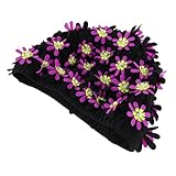 Alipis Wiederverwendbare Badekappe Damen mit Besticktem Blütenmuster Doppellagiger Stoff und Leicht für Langes Haar für Bequemen Sitz Stilvolle Schwimmhaube