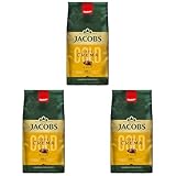 Jacobs Café Crema Gold Kaffeebohnen 1kg – Vollmundig, Aromatisch, Fruchtige Note, Arabica & Robusta Bohnen, Intensität 5/10, ideal für Café Crema (Packung mit 3)