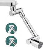 Flintronic Drehbarer Wasserhahn Aufsatz, 1440 Grad Multifunktionaler Verlängerungshahn Mit 2 Einstellbarer Perlator, Faucet Extender für Küche und Bad