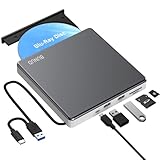 Externe Blu Ray CD DVD Laufwerk USB 3.0 Type C Externer CD/DVD Blu-ray Brenner Writer 3D BD Portable Bluray Laufwerk Drive für PC Laptop Windows 11/10 Mac MacBook Pro/Air iMac