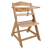 509 CREW SUN Plus Wooden Baby Kids High Chair Grow Up Adult Chair, with Front Tray Front Bar Front Crotch in color Natural Beech Wood