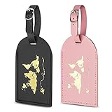 flintronic 2 Stück Gepäckanhänger, Kofferanhänger mit Adressschild,Leder Namenschild, Koffer Handtaschen ID Etikett Reisezubehör für verheiratete Männer Frauen Paare Hochzeit Reisegeschenk