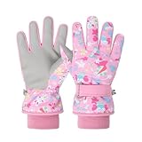 FAYHIJUN Handschuhe Kinder Winter Skihandschuhe für 2-13 Jahre Mädchen Jungen Fäustlinge Wasserdicht Winddichte Winterhandschuhe Fahrradhandschuhe Skifahren Snowboard Outdoor Sport (Pink,XS)