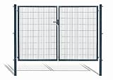 Doppelflügeltore für Stabmattenzaun, grün oder anthrazit, verschiedene Höhen wählbar - inklusive Pfosten und passenden Anschlussstücken (Doppeltor H 180 x B 300 cm, anthrazit)