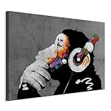 murando - Akustikbild DJ Affe 120x80 cm 1 tlg Bilder Akustikschaum Schallschutz Kunst Akustikpaneele Wandpaneele Schalldämmung Wandbild Schallabsorber Banksy Tier Betonoptik Musik g-A-0288-b-a