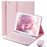für iPad 9,8 ,7 Generation 10.2 Zoll (9th/2021 8th/2020 7th/2019)/IPad Pro 10,5 Zoll Und iPad Air 3 10.5 Zoll Hülle mit kabellos Bluetooth LDeutsche Zeichen Tastatur (QWERTZ) Und Maus Keyboard case