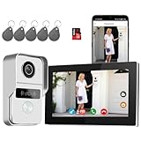 Honmidatek Video Türklingel mit Kamera, 2-Draht, Türsprechanlage mit 7' Farb-Touchscreen, Entsperren und Zwei-Wege-Audio, Gegensprechanlage mit Türöffner, Personenerkennung