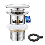 Ibergrif Messing Ablaufgarnitur mit Überlauf Universal 41-50 mm Pop-up Abflussstopfen Chromadapter Wasserdicht Anti Verstopfung, M20502