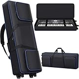 Tastaturtasche mit 61 Tasten und Rollen (Größe:102.9 cm* 41.9 cm * 14.0 cm) | 61-Tasten-Tastatur-Tragetasche weich gepolsterte Rolltasche mit 3 Taschen | 61-Tasten-Tastatur-Rollkoffer mit Rollen für