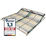 Sleepneo Lattenrost 180x200 Premium Strong bis 200Kg, Kopfteil verstellbar, 7-Zonen-Lattenrost mit 42 Latten, Made in Germany, extra stabil aus Buchenholz