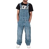 Herren-Arbeitsoverall, langlebig, einfarbig, Arbeitskleidung, Latzhose, Cargo-Latzhose mit mehreren Taschen, robuster Overall, Schutzanzug, Arbeitshose, Jeans für Männer und Erwachsene, hellblau, 4XL