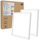 [2 Stücke] LED Deckenleuchte, Slochi 20W Ultra Dünn Deckenlampe Flach 2.4 cm, 5000K Kaltesweiß, LED Deckenleuchte Quadrat für Schlafzimmer, Wohnzimmer, Bad, Balkon, Flur, Küche,Eingang