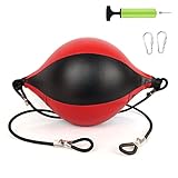 XUBX Double End Boxing Speed Ball, Suspended Punching Ball, Leather raining Punching Speedball Punch Bag with Floor to Ceiling Ropes and Hooks, Air Pump for Workout Exercise Agility Training