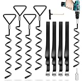 Payivsve Bodenanker 4 Stück, strapazierfähig, hohe Windbeständigkeit, mit Gurten