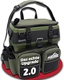 Paradox Fishing Multifunktions-Sitzkiepe I Angelrucksack I Angeltasche Angelkoffer mit Sitz Angelkoffer- viel Platz für Angelzubehör (schwarz/grün)