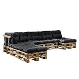 [en.casa] Euro Paletten-Sofa - DIY Möbel - Indoor Sofa mit Paletten-Kissen/Ideal für Wohnzimmer - Wintergarten (4 x Sitzauflage und 6 x Rückenkissen) Dunkelgrau