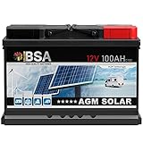 BSA AGM Batterie 100Ah 12V Solarbatterie Deep Cycle Wohnmobil Bootsbatterie zyklenfeste wartungsfreie VRLA Batterie