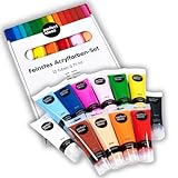 perfect ideaz - Acrylfarben Set - 12 x 75 ml - Kreatives Farbspektakel - ungiftig - inspirierendes Malen für Kinder & Erwachsene - Professionelle Qualität auf Wasserbasis