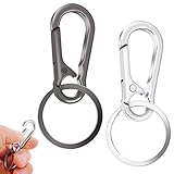 2 Stück Karabiner Schlüsselanhänger Edelstahl Schlüsselanhänger mit Schlüsselring Verschluss Schlüsselanhänger Ring Zubehör Schlüsselanhänger Karabinerhaken für Herren Damen (Schwarz, Silber)