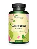 Wild Yam + Rotklee | 1200 mg Yamswurzel Extrakt (20:1) - Höchste Dosierung | 240mg Diosgenin | Rotklee Extrakt (8:1) | Laborgeprüft | Vegan - Ohne Zusatzstoffe | Deutsche Produktion von VEGAVERO®