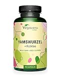 Wild Yam + Rotklee | 1200 mg Yamswurzel Extrakt (20:1) - Höchste Dosierung | 240mg Diosgenin | Rotklee Extrakt (8:1) | Laborgeprüft | Vegan - Ohne Zusatzstoffe | Deutsche Produktion von VEGAVERO®