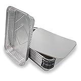 Mamatura XL Aluschalen mit Deckel [Aluschalen groß] 25x Alu Backformen, Einweg Aluminium Schalen, Aluschalen zum Backen | Weber Alu Tropfschalen groß | Grill-Schale Alu Schale, Grilltasse 32 x 22cm