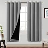 BellaHills 100% Verdunkelungsvorhang vorhänge 2er Set Blickdichte Vorhang für Schlafzimmer Gardinen Taubengrau Blackout Curtains for Bedroom, H 225 x B 140 cm