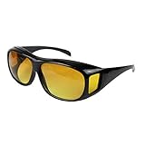 Boolavard Überzieh Nachtsichtbrille für Autofahrer, für Brillenträger, getönte polarisierende Gläser, gemäß ISO Norm, schwarz/gelb