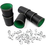 ROTKUSZ Schocken Set, 6 Würfelbecher Leder mit 36 Würfeln, Knobelbecher, Leder Würfelbecher, Würfelspiel, Reisespiele für Erwachsene, Casual Games Bar Puzzles Spielzubehör, Schwarz