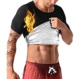 Saunaanzüge Sauna Shirt Kurzarm Oberteile T-Shirts Tops Abnehmen Rundhalsausschnitt Hot Thermo Sommer Sweat Schweiß Schwitzen Herren Männer Men