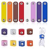 16 Stück Bunt Leder Kabel Organizer Bunt Kabelhalter Leder Kabelbinder Wiederverwendbare Hörer Lederband Kopfhörer Aufwicklung Multifunktionale Kabelmanagement Kabelbinder für USB Ladekabel