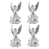 Warmhm 4 Stück Engelförmige Nachtlichter mit Bunten Leds Acryl Kompakt Warmes Licht Nachttischlampen für Kinderzimmer und Schlafzimmer