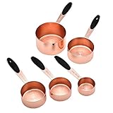 CANDeal 5er Messlöffel Edelstahl Measuring Cups Messbecher mit Rutschfester Silikon Griff 250ml/125ml/80ml/60ml/30ml Best für Küche Kochen Backen