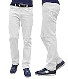 Herren-Jeans, Stretch, gerades Bein, normale Passform, klassische Basic-Denim-Jeans, weiß, 34 W/32 L