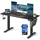 SONGMICS Höhenverstellbarer Schreibtisch elektrisch, 140 x 60 cm, Verstellbarer Tisch, Memory-Funktion für 4 Höhen, für Büro, tintenschwarz LSD134B01