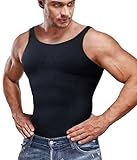 Gotoly Shapewear Herren Kompressionsshirt Bauchweg Unterhemd Elastische Workout Tank Tops Figurformend Kompressions Shirt Taillenformer Ärmellos Body Shaper Weste