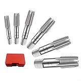 Oniissy 6-teiliges Rohrgewindebohrer-Set mit 2.5 cm 3/10.2 cm 1/5.1 cm 3/20.3 cm 1/10.2 cm Größen, Metallgewindebohrer zum Schneiden und Reparieren von Wasserrohrgewinden, kompatibel mit manuellen