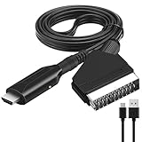 Powice Scart auf HDMI Adapter, Konverter Scart HDMI 1080P mit Scart Eingangskabel und HDMI Ausgangsanschluss für HDTV STB VHS Xbox PS3 Sky DVD Blu-ray usw