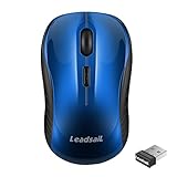 LeadsaiL Maus Kabellos, 2.4G Wireless Maus Leise mit USB Empfänger, 1600 DPI Optical Tracking, 4 Tasten Mäuse, Für Links- und Rechtshänder, Kompatibel mit PC, Mac, Laptop, Windows - Blau