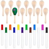 Morcheiong Mini-Maracas aus Holz für Kinder mit 12 mehrfarbigen Stiften, mexikanische Maracas, Cinco de Mayo, Partyzubehör, Dekorationen, 12 Stück