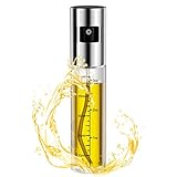 Newaner Öl Sprayer, Ölsprüher Flasche, 100ml Ölsprüher für Kochen mit Skala, Durchsichtige nachfüllbare Öl- oder Essigspenderflasche, Geeignet zum Kochen, Grillen, Backen, Pasta, Salate(Silber)