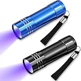2 Stück 9 LED UV Taschenlampe Mini Ultraviolett Lampe Handheld Taschenlampe Tragbare Schwarzlicht Haustier Urin Detektoren, Batterie nicht enthalten [Energieklasse A]