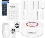 AGSHOME Alarmanlage, kabellos, 15 Stück, WLAN, Sicherheit, Einbrecher System kabellos, 120 dB, Sicherheitssets für zu Hause, erweiterbar – kompatibel mit Alexa, Google Assistant