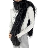 Maigridy Einfarbiger Pelzschal für Erwachsene, langer Plüschhals für kaltes Wetter, Büros, Halswärmer, formeller Kragen, Schal, tägliches Tragen, Schwarz , One size