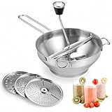 Volumoon Passiergerät Edelstahl, Passiermühle mit 3 Siebeinsatz Lochscheiben, Einfaches Mahlen, Kartoffelpresse Passiersieb, Classic Manuelle Gemüsemühle für Püree, Marmelade, Babynahrung